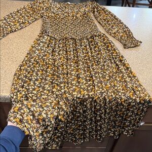 Astr Black and Yellow Floral Dress